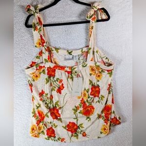 665-Joie Floral Women's Blouse - Cream and Red